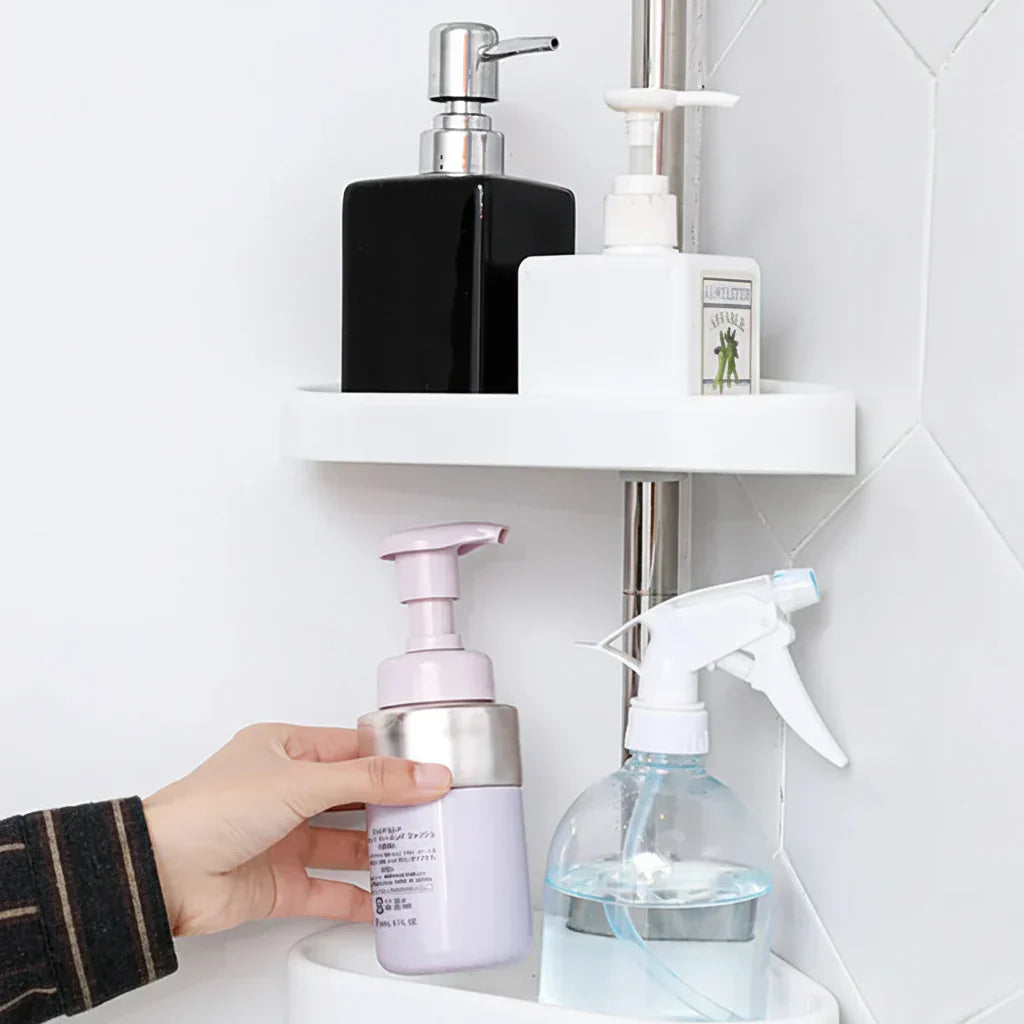 Space-Saving Corner Shower Organizer with Adjustable Shelves