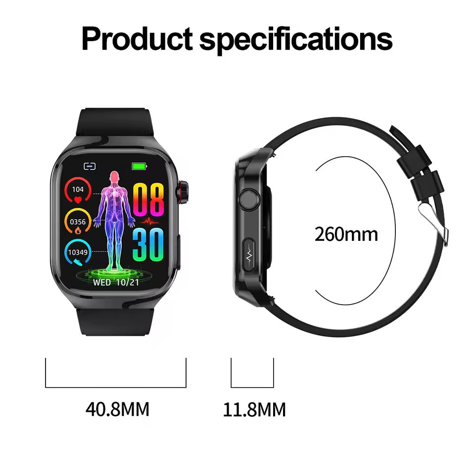 Smartwatch with ECG, Heart Rate, Blood Oxygen & Sleep Monitor - IP68, Bluetooth Calling, 650mAh, 2.04" AMOLED
