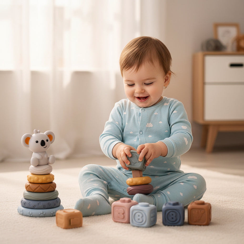 Colorful Stacking and Teething Cubes for Infants