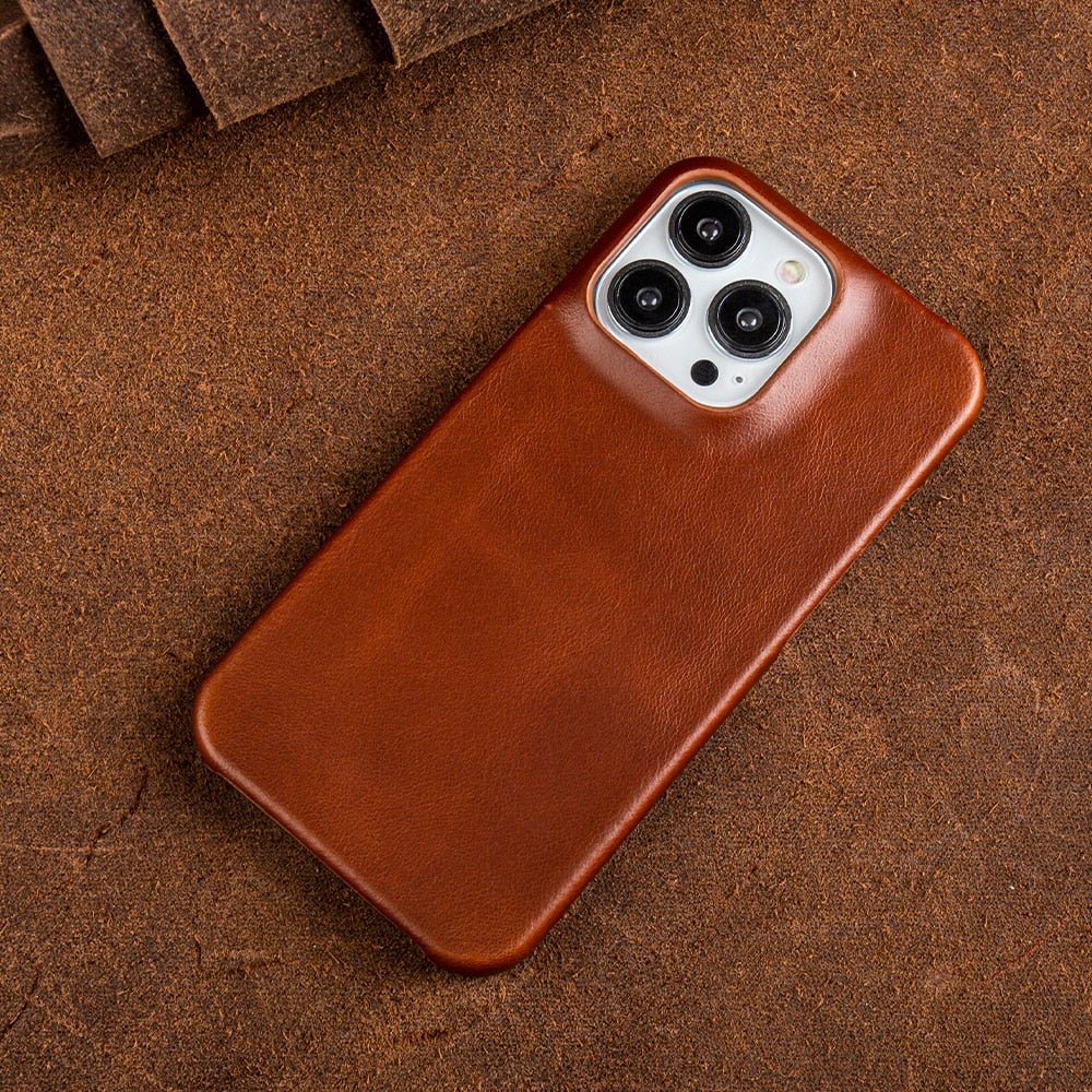 LuxuraGuard Premium Leather MagSafe iPhone Case with Protective Coating