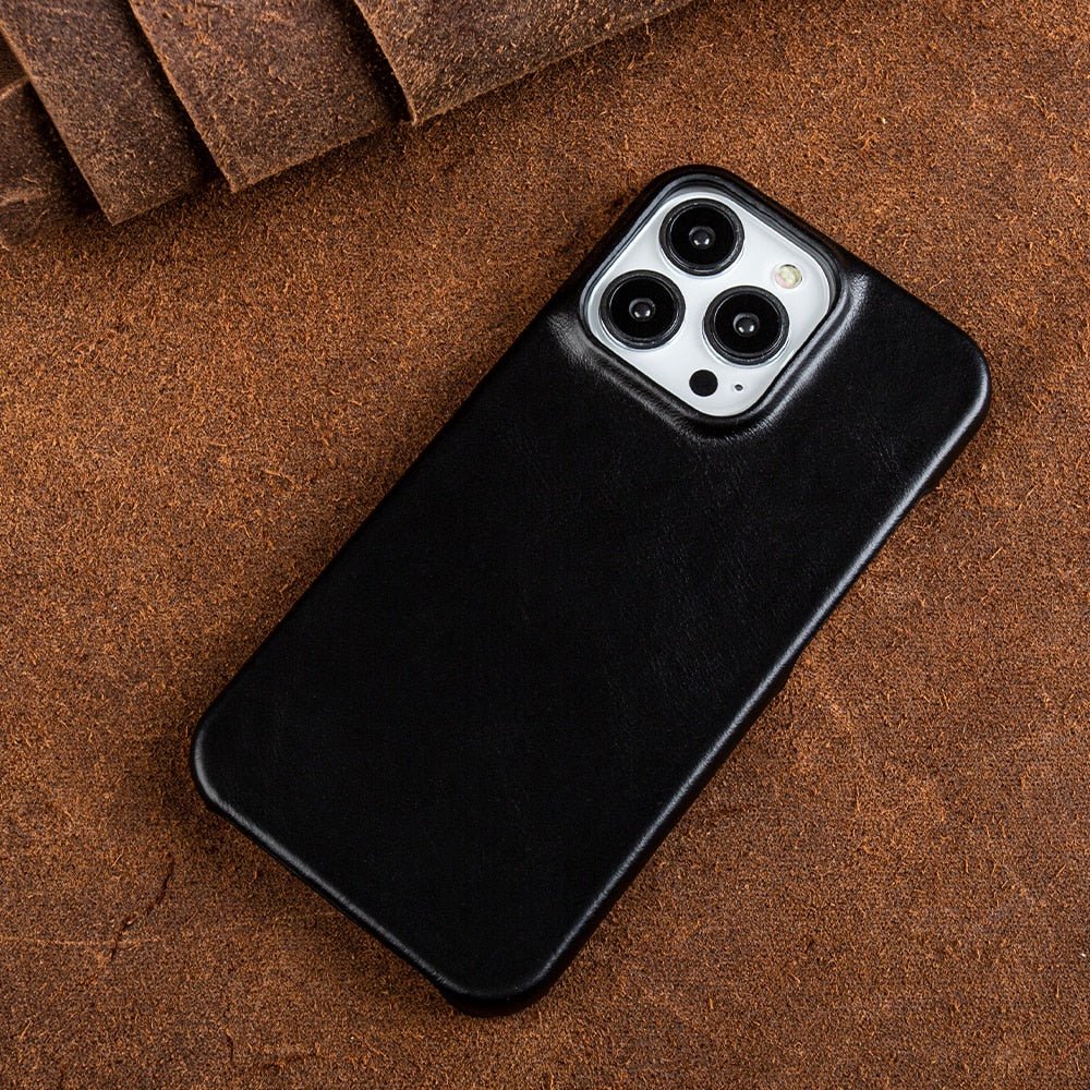 LuxuraGuard Premium Leather MagSafe iPhone Case with Protective Coating