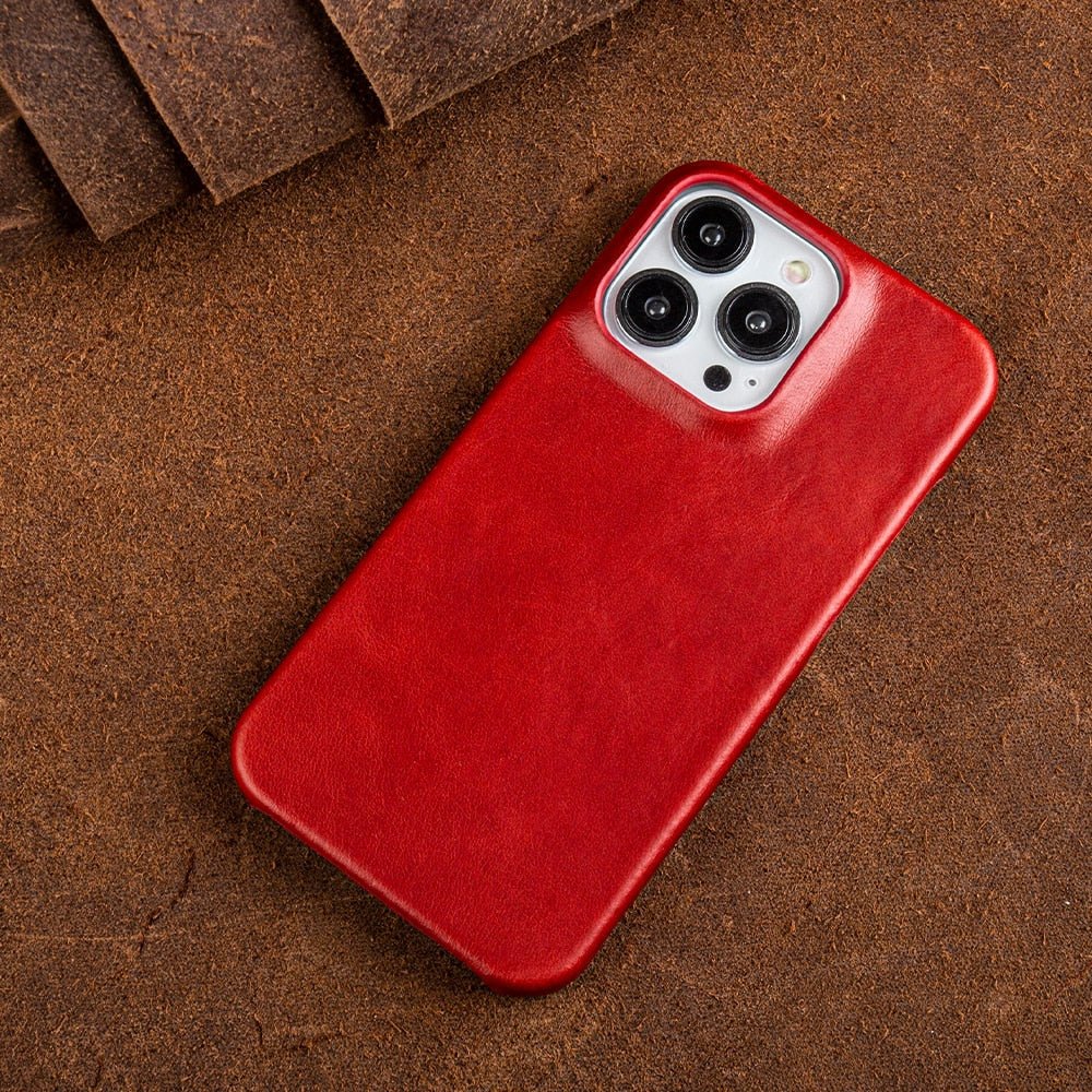LuxuraGuard Premium Leather MagSafe iPhone Case with Protective Coating