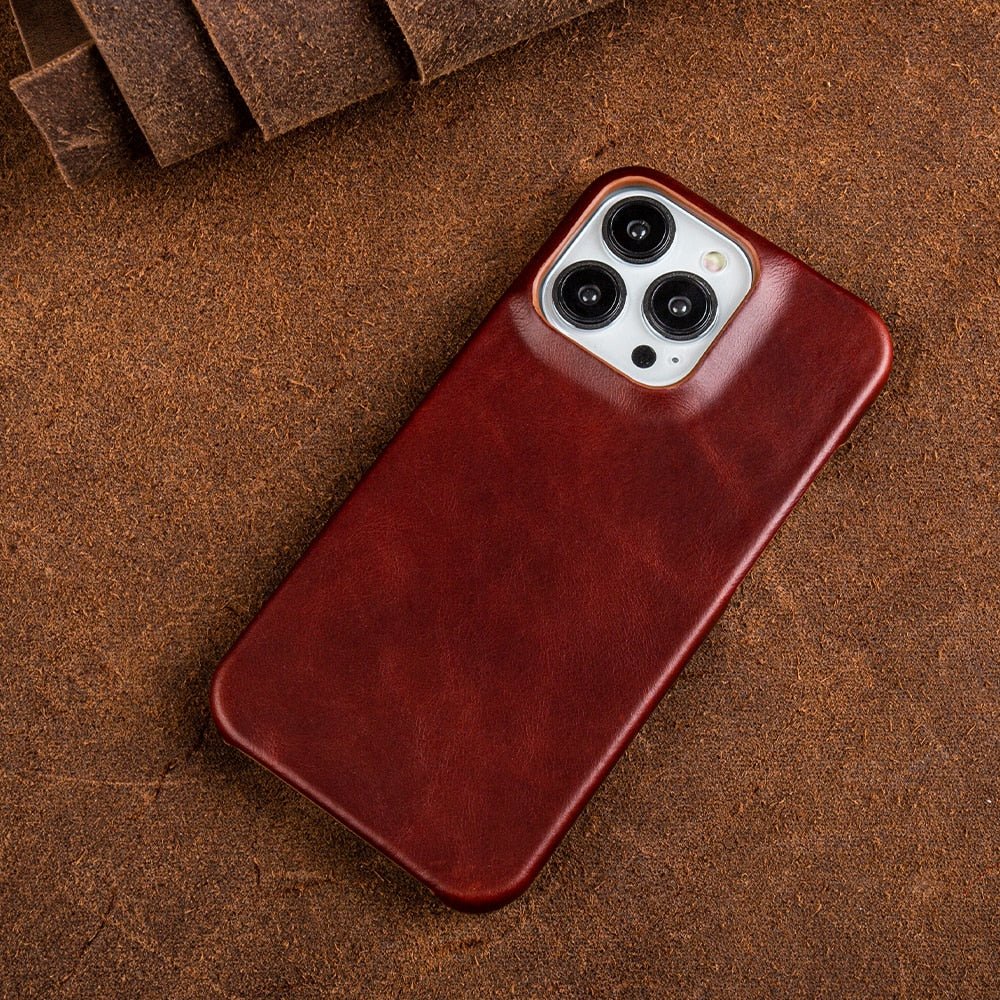 LuxuraGuard Premium Leather MagSafe iPhone Case with Protective Coating