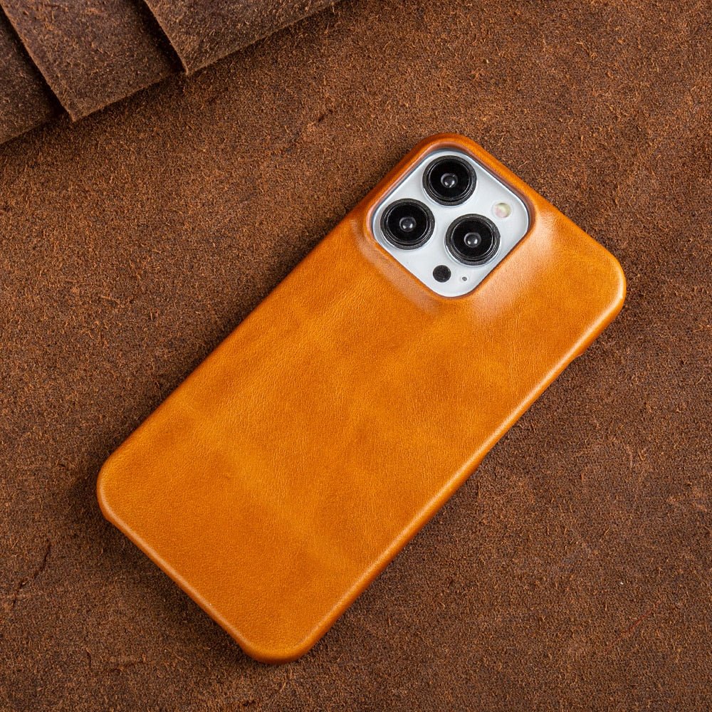 LuxuraGuard Premium Leather MagSafe iPhone Case with Protective Coating