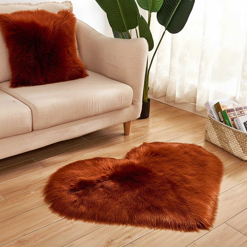 Charming Heart-Shaped Indoor Area Rug with Luxurious Softness