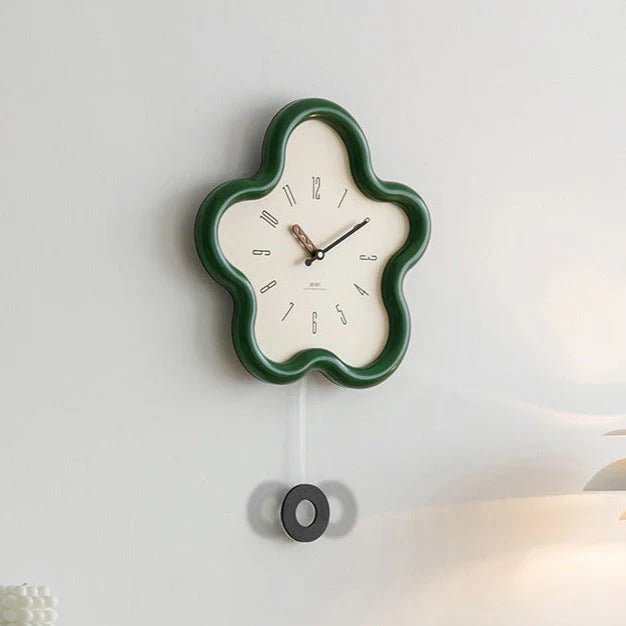 SerenityBloom 3D Floral Pendulum Wall Clock with Quiet Mechanism