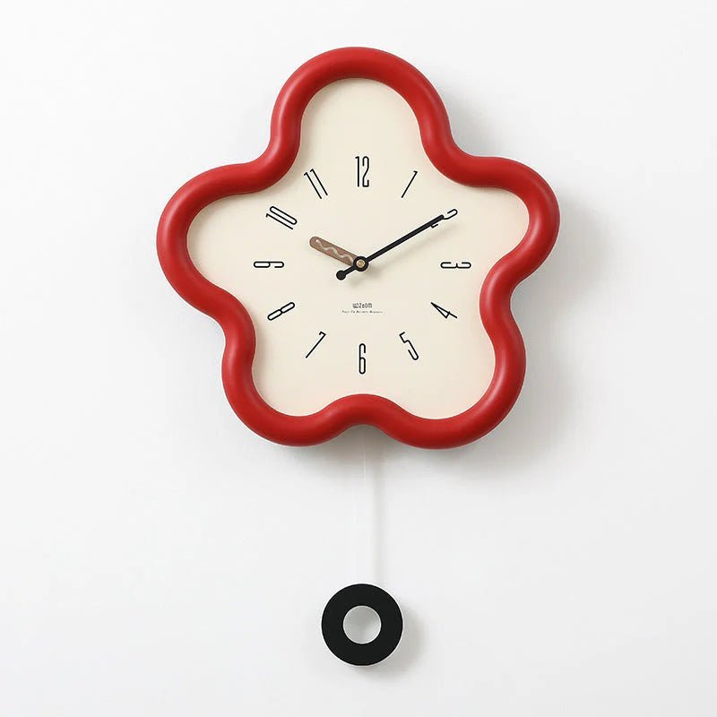 SerenityBloom 3D Floral Pendulum Wall Clock with Quiet Mechanism