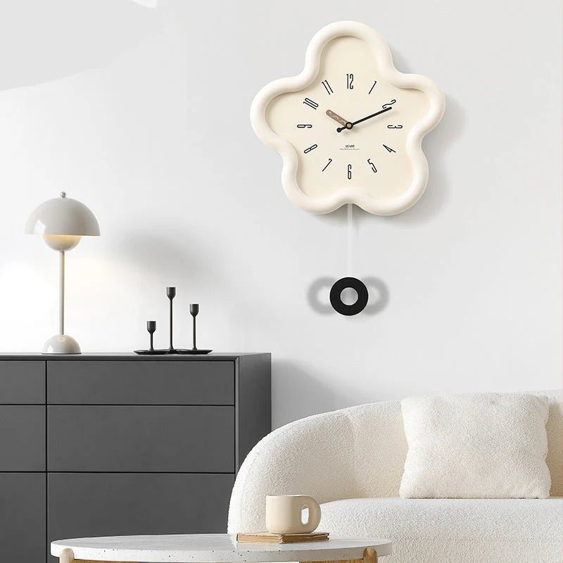 SerenityBloom 3D Floral Pendulum Wall Clock with Quiet Mechanism