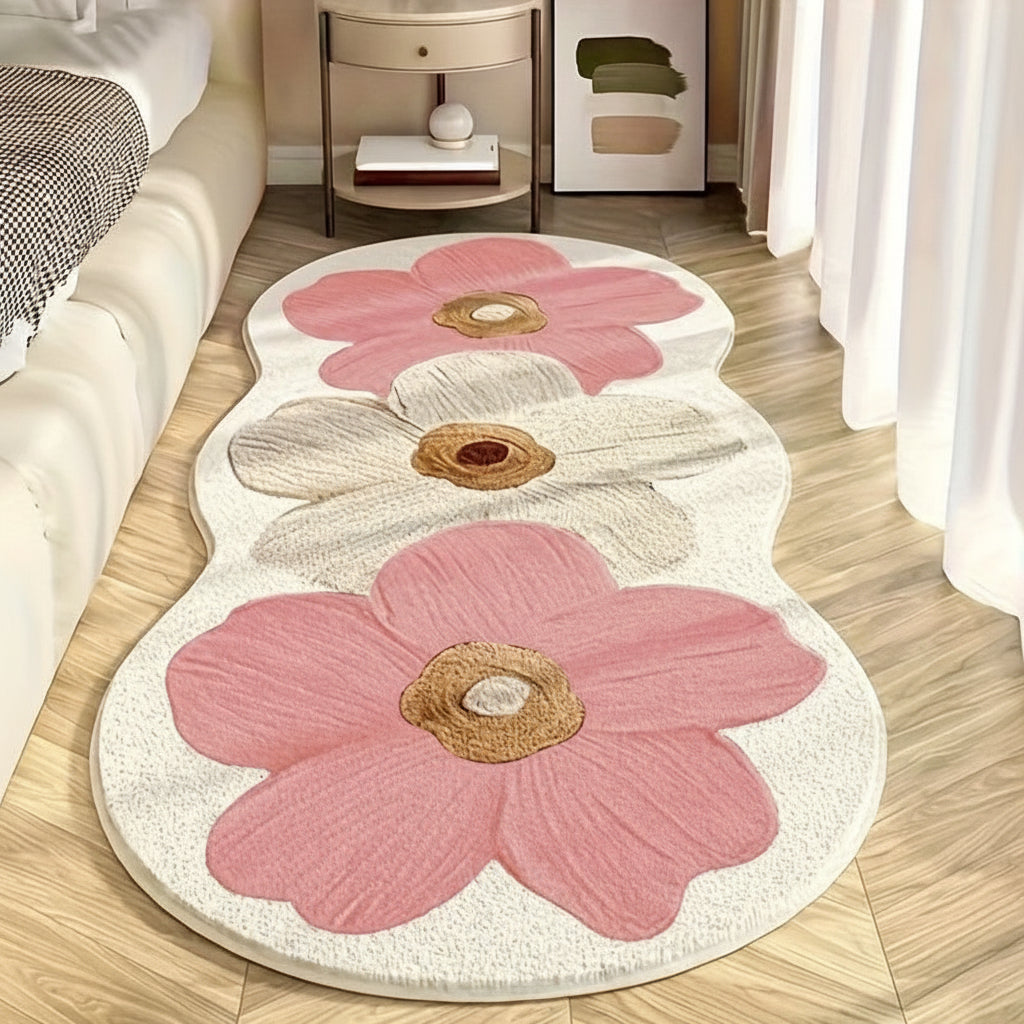 Charming Floral Area Rug with Unique Shape for Cozy Spaces