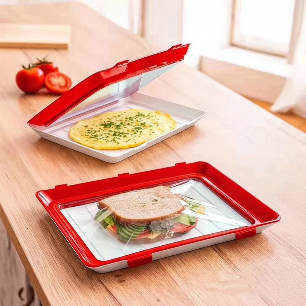 Eco-Friendly Food Storage Tray with Flexible Seal System
