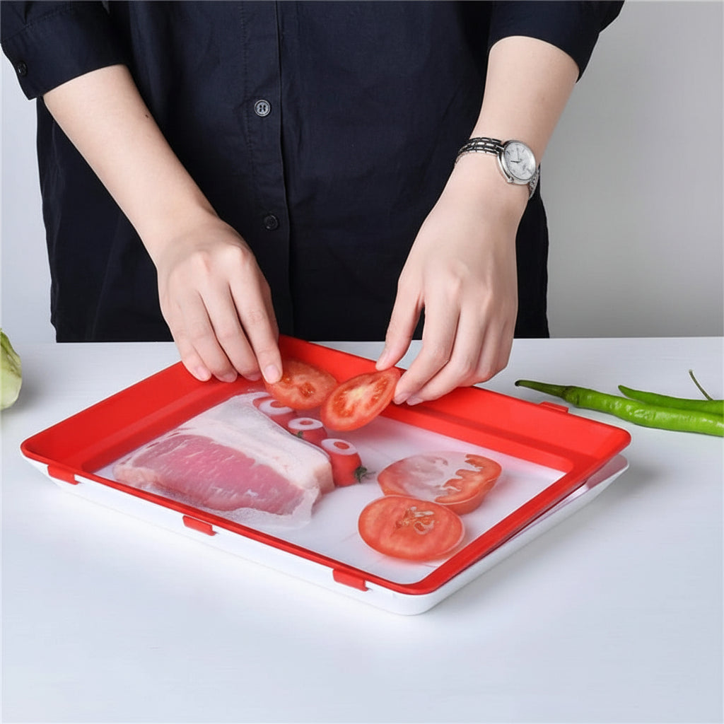 Eco-Friendly Food Storage Tray with Flexible Seal System