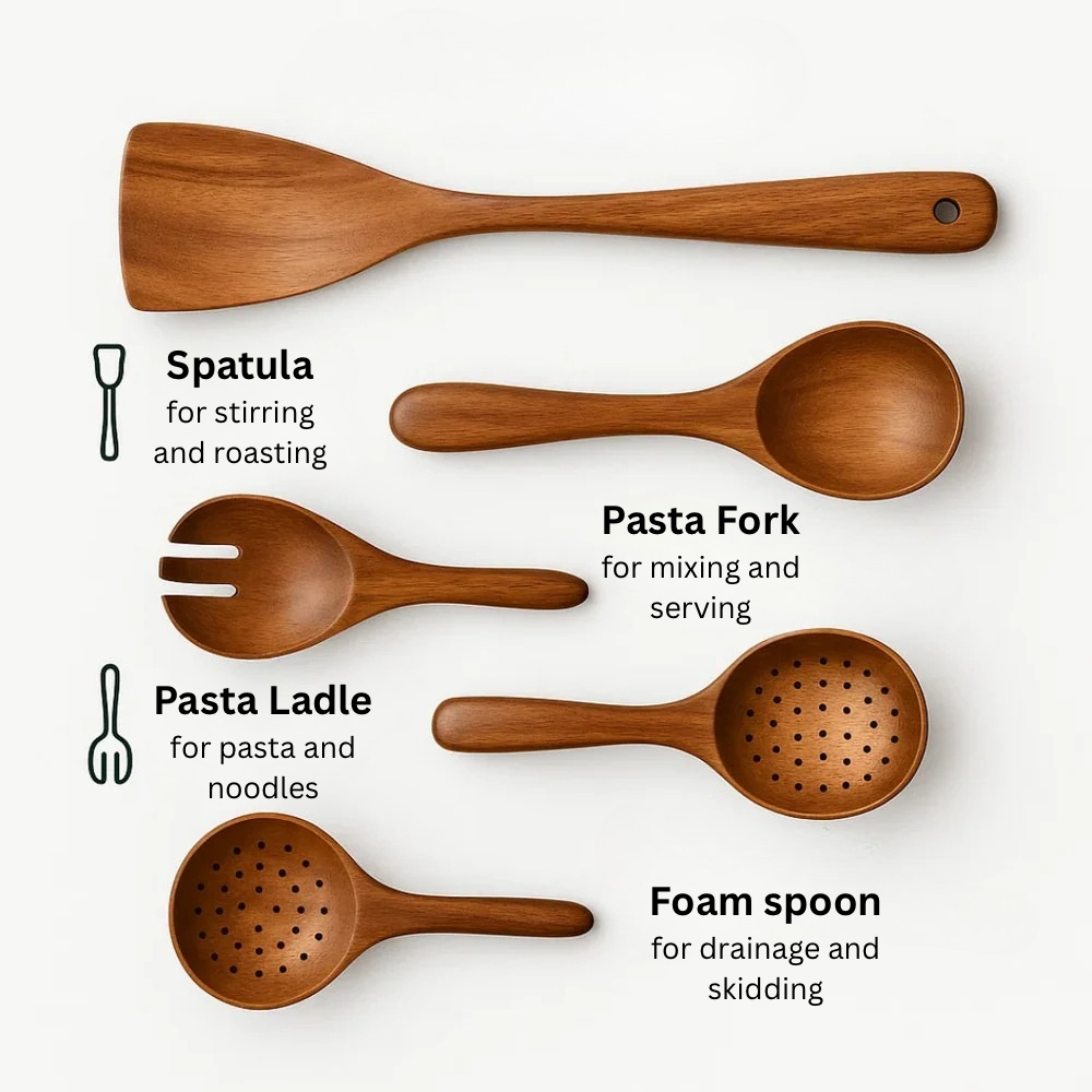 Naturally Elegant Wooden Cooking Utensil Collection