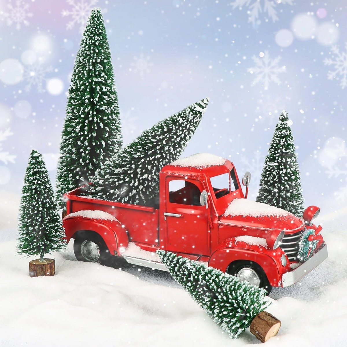 WinterWhisper Mini Fir Tree Collection, 5 Piece Set for Holiday Decor