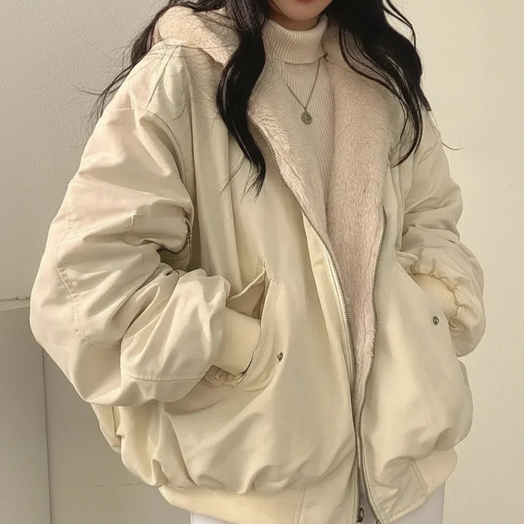 Cozy Women's Winter Coat with Soft Lining and Zipper Closure