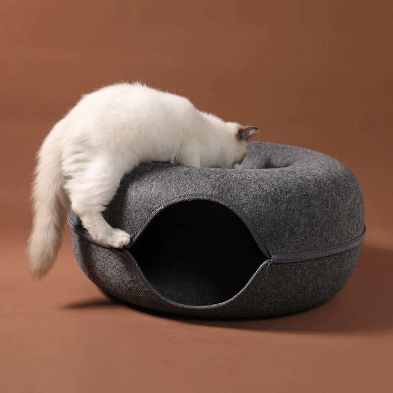 Cat Bed Tunnel with Detachable Cover – Cozy Nest for Play and Sleep