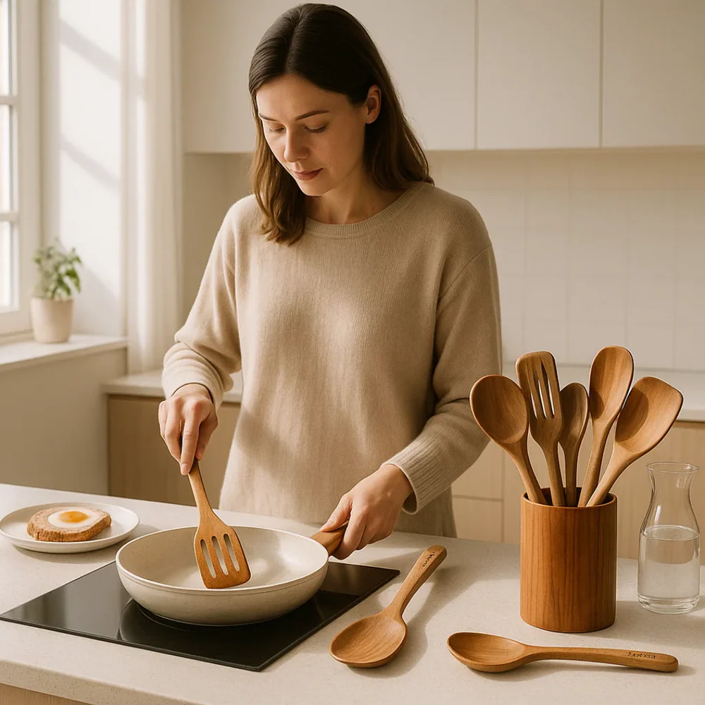 Naturally Elegant Wooden Cooking Utensil Collection