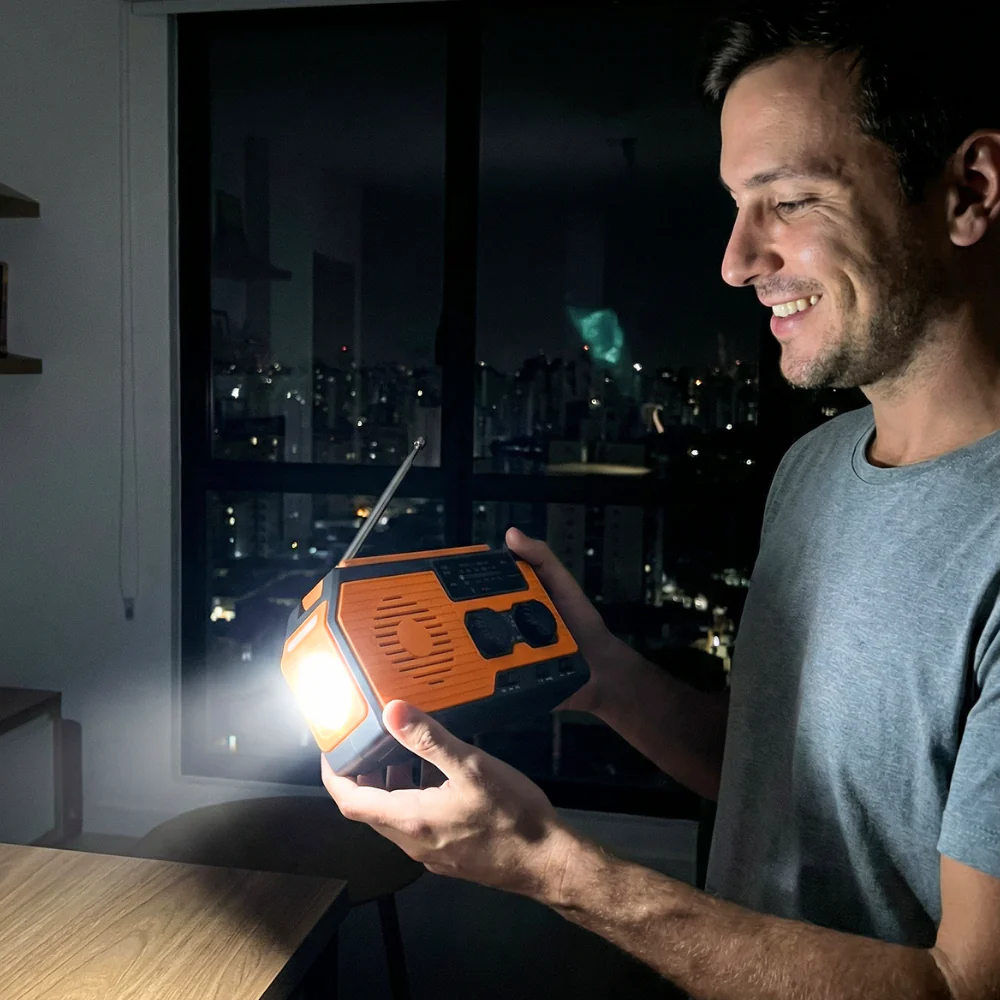 SurvivorTech 4-in-1 Emergency Radio with Solar, Hand Crank & Power Bank