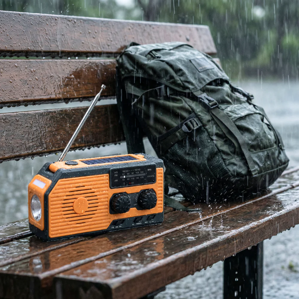 SurvivorTech 4-in-1 Emergency Radio with Solar, Hand Crank & Power Bank