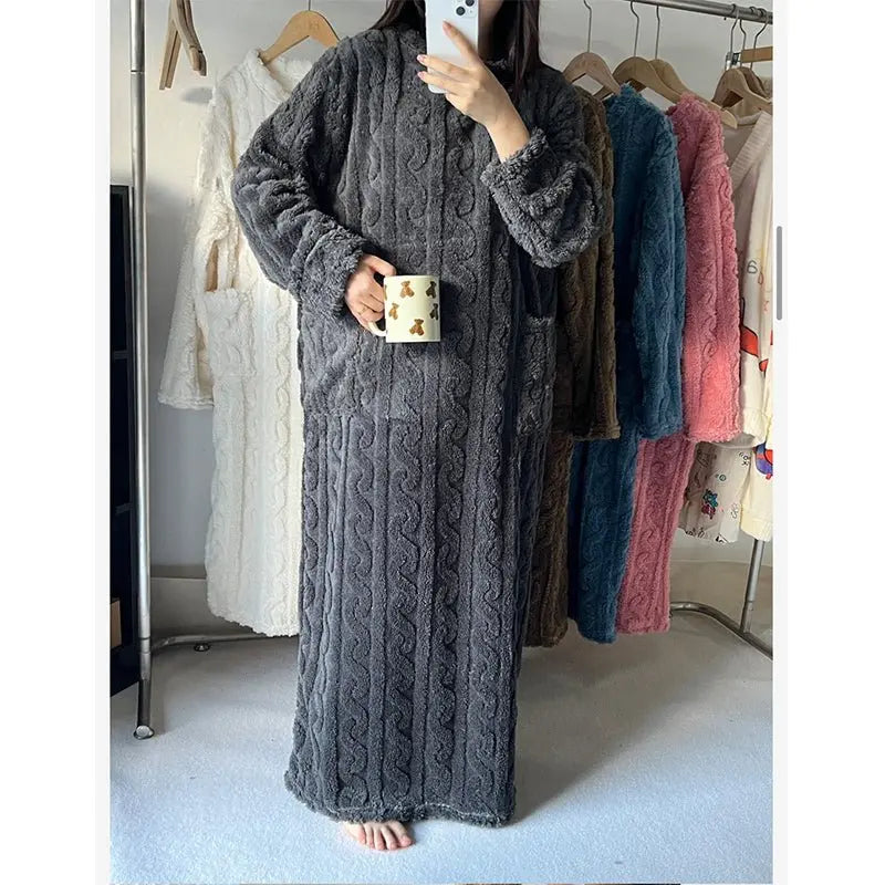 Plush Fleece Nightgown – Embrace Ultimate Comfort on Chilly Nights