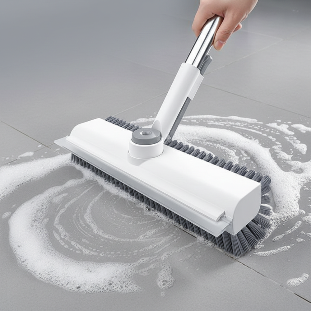 Extra-Long Handle Heavy-Duty Floor Scrubber for Tough Grime