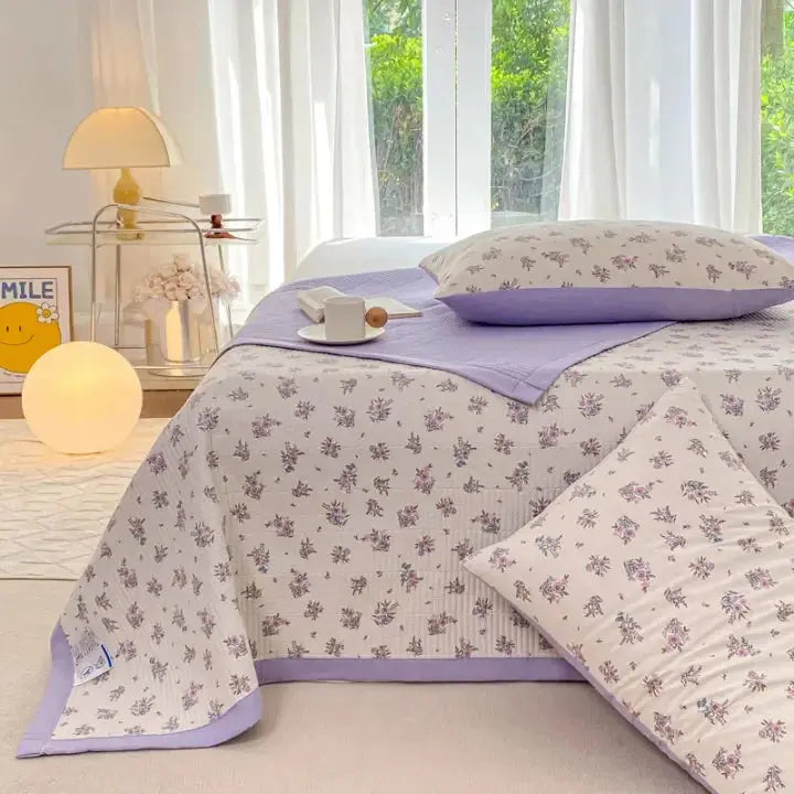 Cozy Microfiber Duvet Cover Bedding Set with Floral Pattern and Hidden Zipper