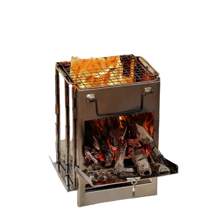 Compact Outdoor Wood Burning Stove – Stainless Steel & Efficient Design