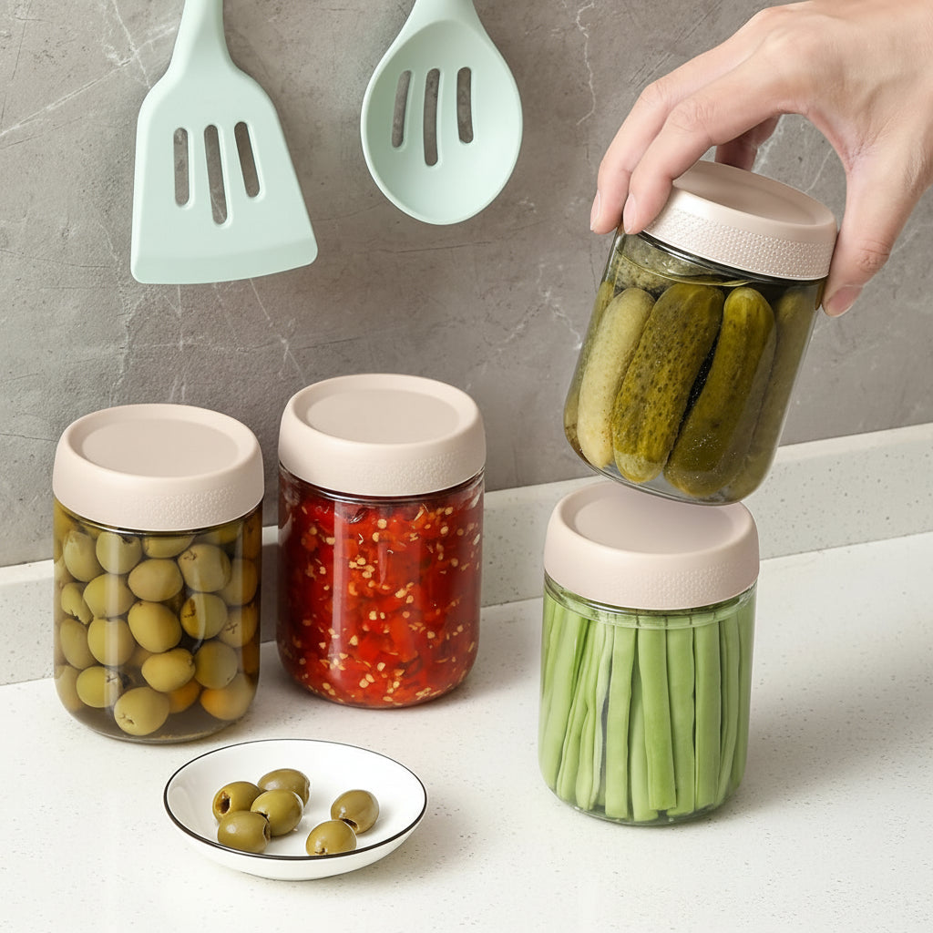 Space-Saving Glass Storage Containers with Secure Lids