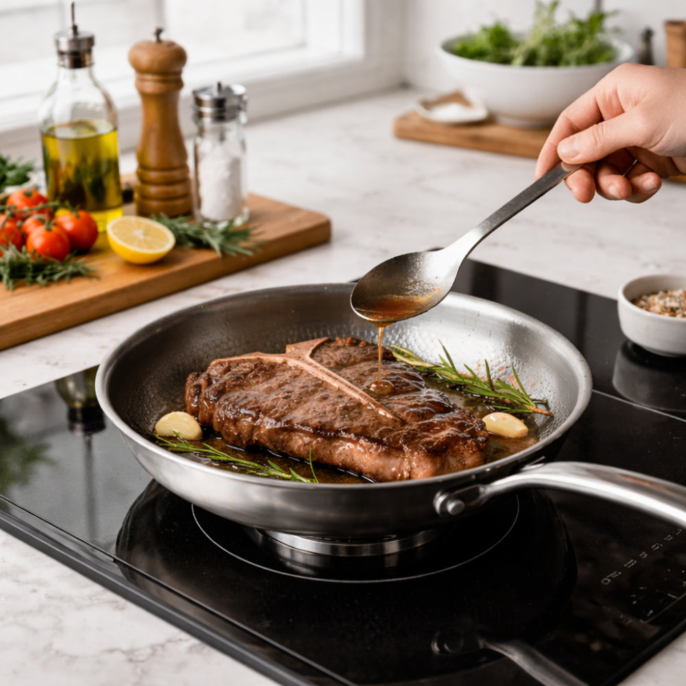 Versatile Titanium-Infused Skillet for High-Temperature Cooking
