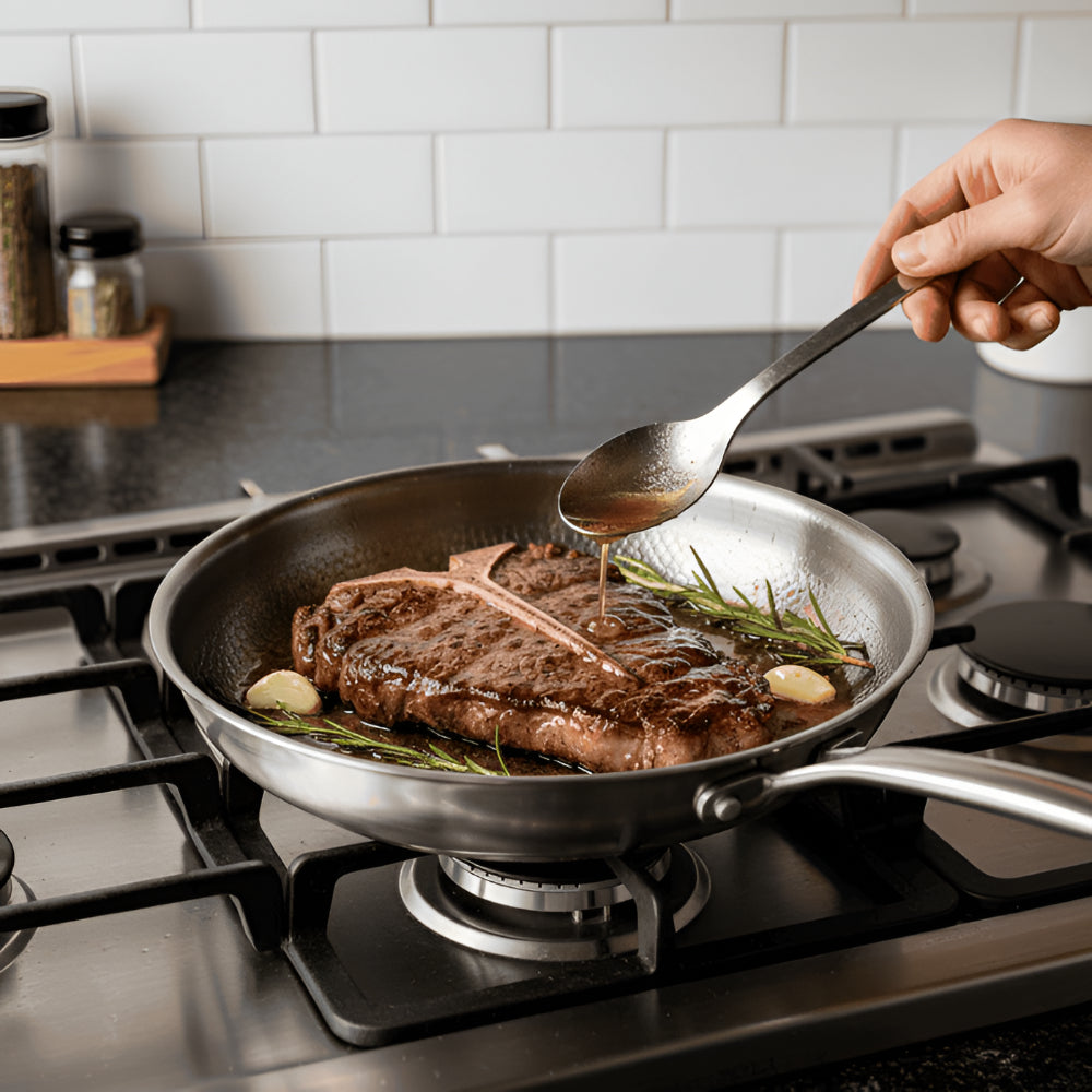 Versatile Titanium-Infused Skillet for High-Temperature Cooking