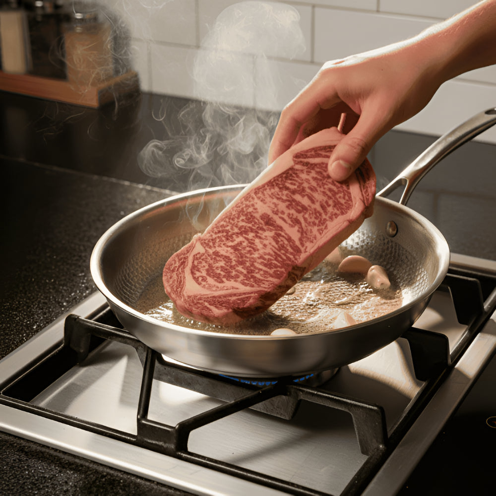 Versatile Titanium-Infused Skillet for High-Temperature Cooking