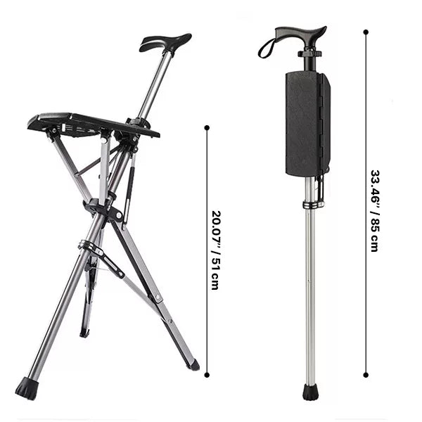Folding Seat Cane for Walking and Support