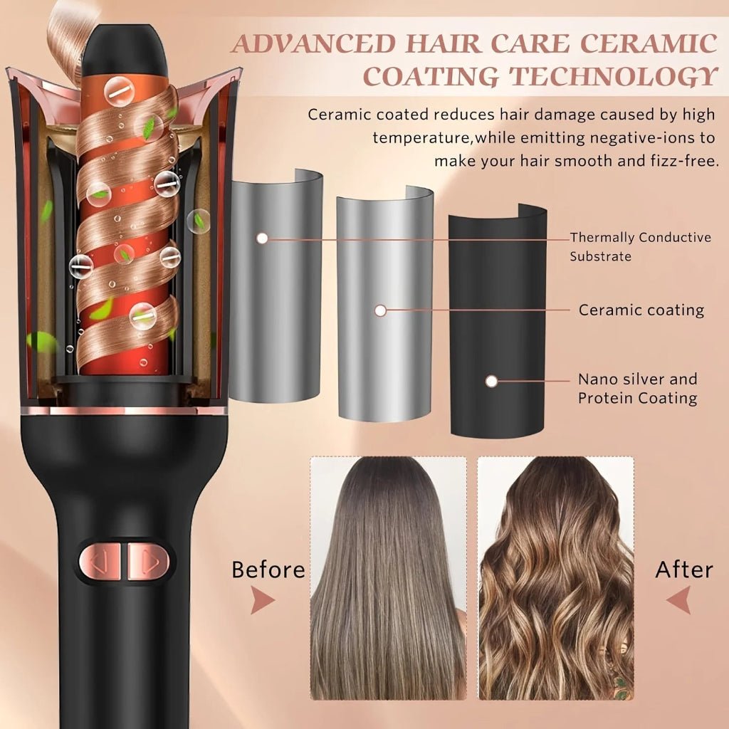 TwistWave Automatic Ceramic Curling Wand with Rotating Barrel