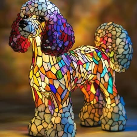 Charming Canine Stained Glass LED Table Lamp with USB Power