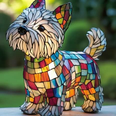 Charming Canine Stained Glass LED Table Lamp with USB Power