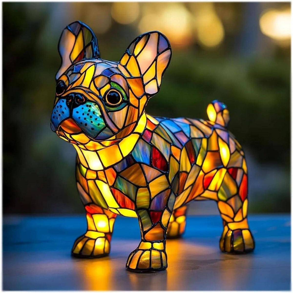 Charming Canine Stained Glass LED Table Lamp with USB Power