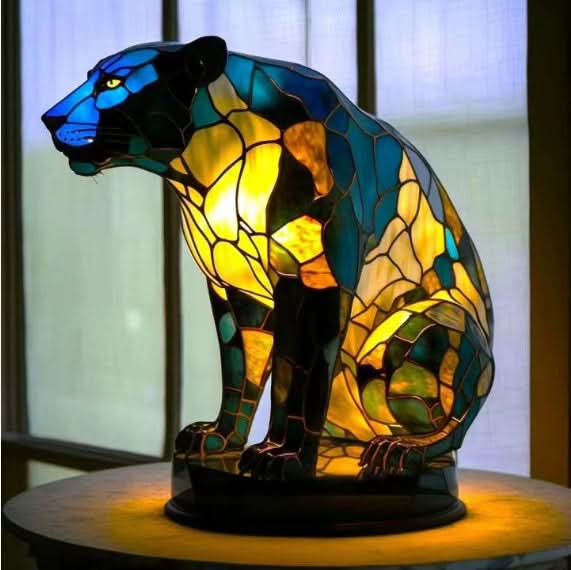 Charming Canine Stained Glass LED Table Lamp with USB Power