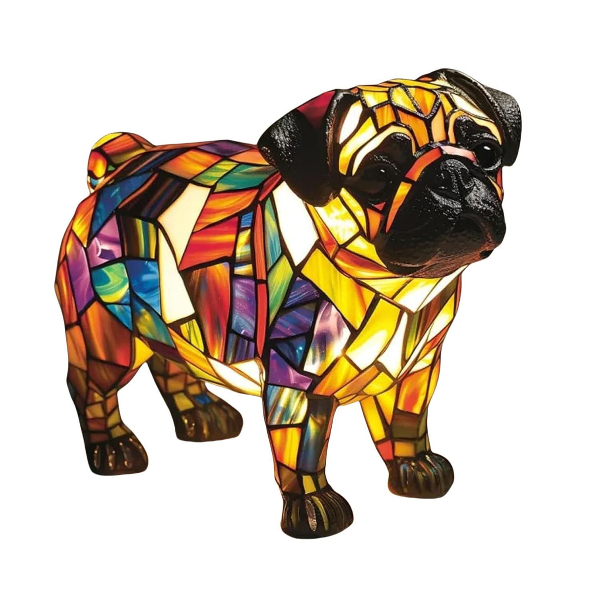 Charming Canine Stained Glass LED Table Lamp with USB Power