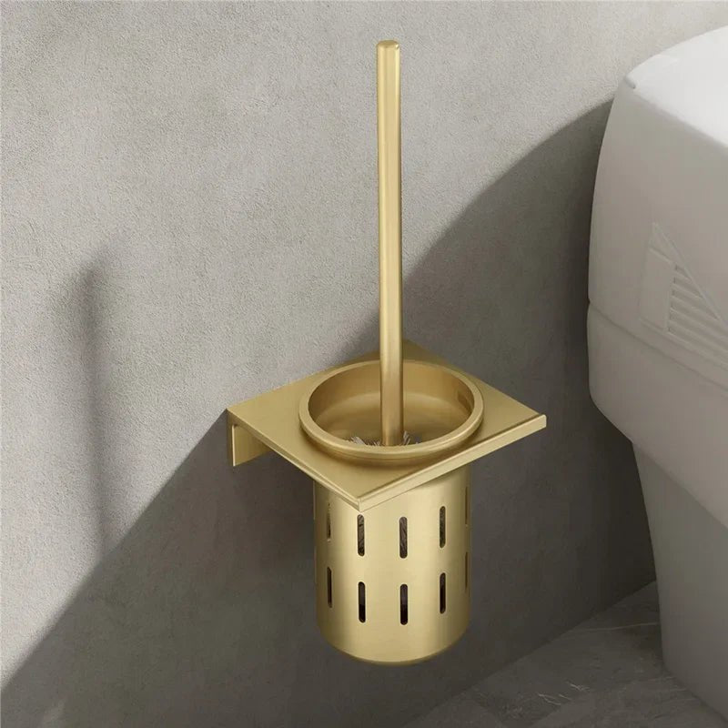 LuxeGold Wall-Mounted Toilet Brush Set for Modern Bathrooms