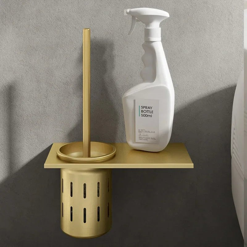 LuxeGold Wall-Mounted Toilet Brush Set for Modern Bathrooms