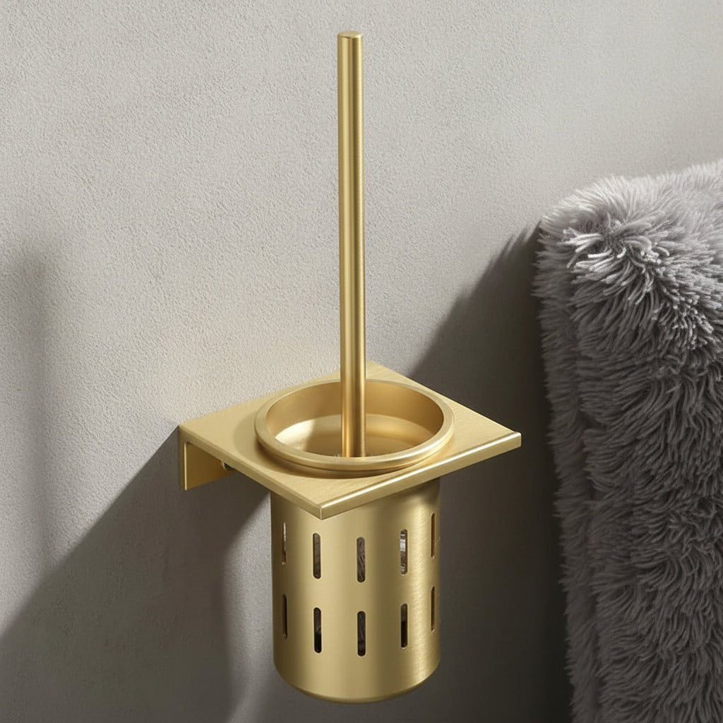 LuxeGold Wall-Mounted Toilet Brush Set for Modern Bathrooms