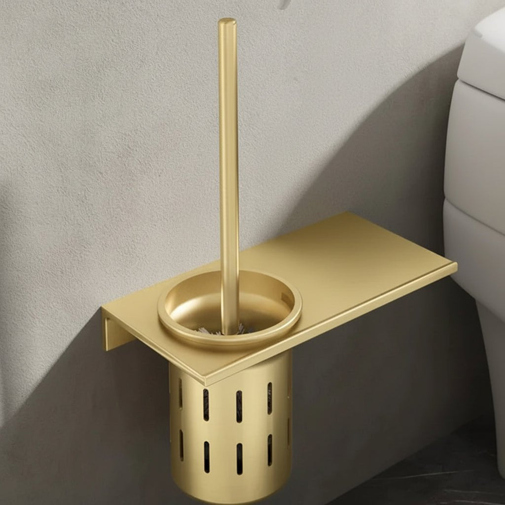 LuxeGold Wall-Mounted Toilet Brush Set for Modern Bathrooms