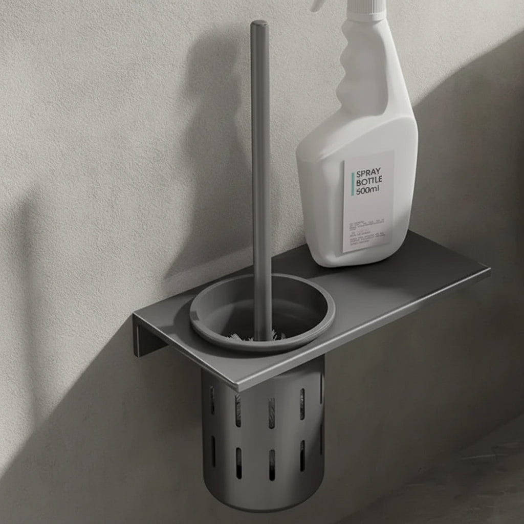 LuxeGold Wall-Mounted Toilet Brush Set for Modern Bathrooms