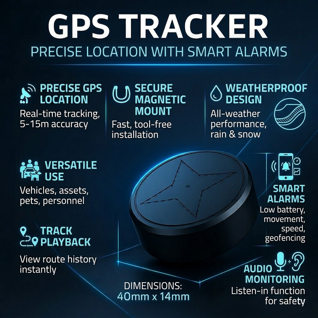 Compact Magnetic GPS Tracker for Secure Vehicle Monitoring