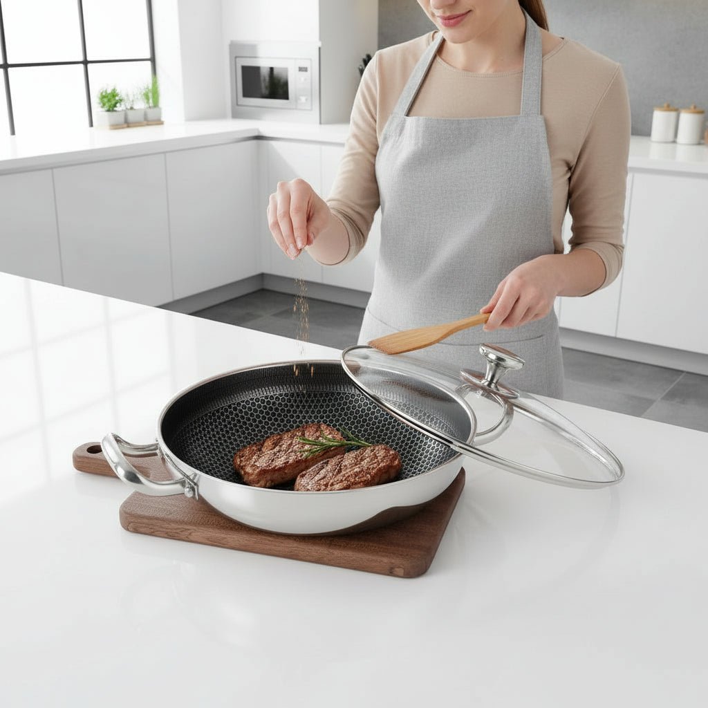 VersaCook 32cm Nonstick Stainless Steel Honeycomb Frying Pan