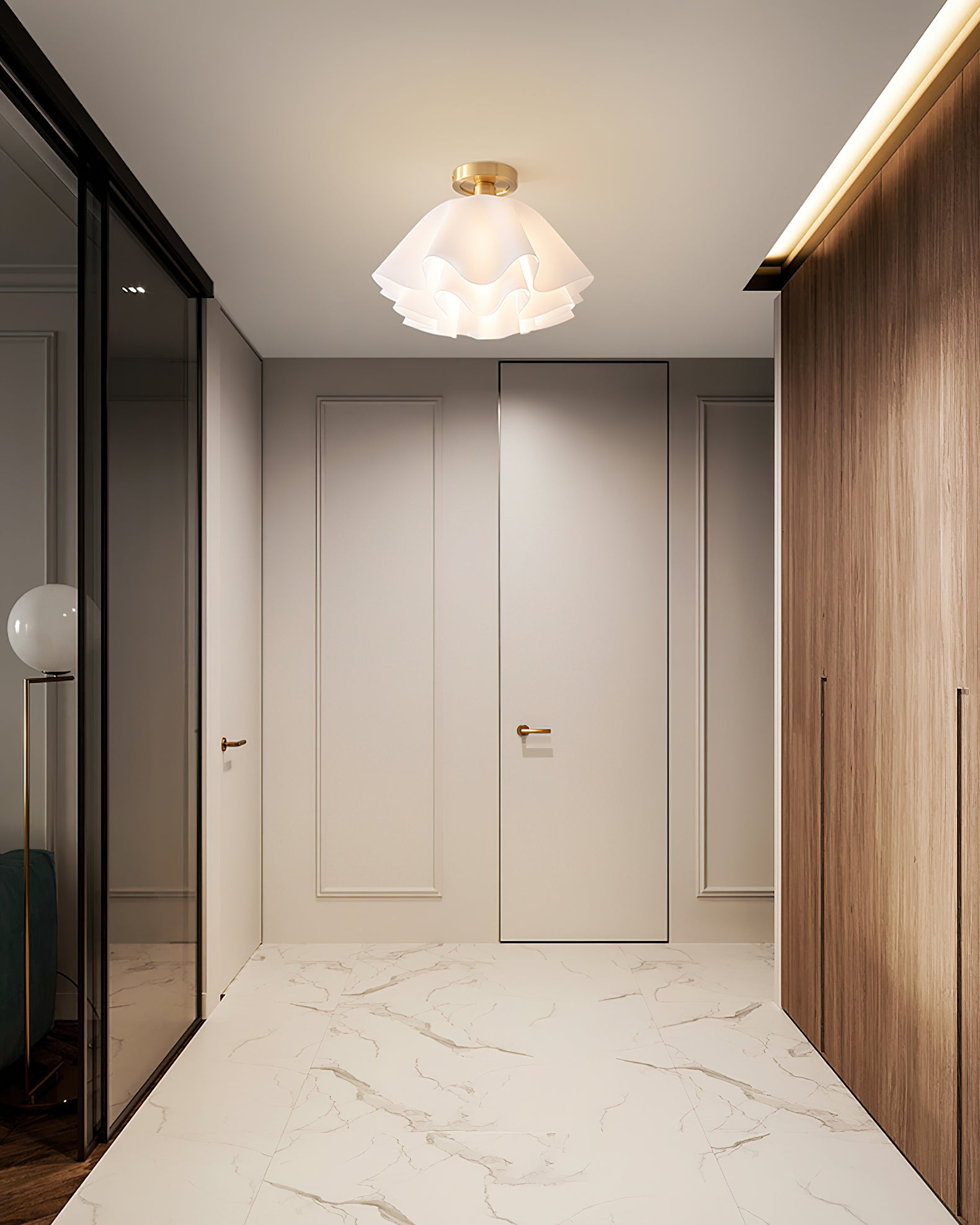 EleganceBeam Modern Ceiling Fixture with Copper Accent