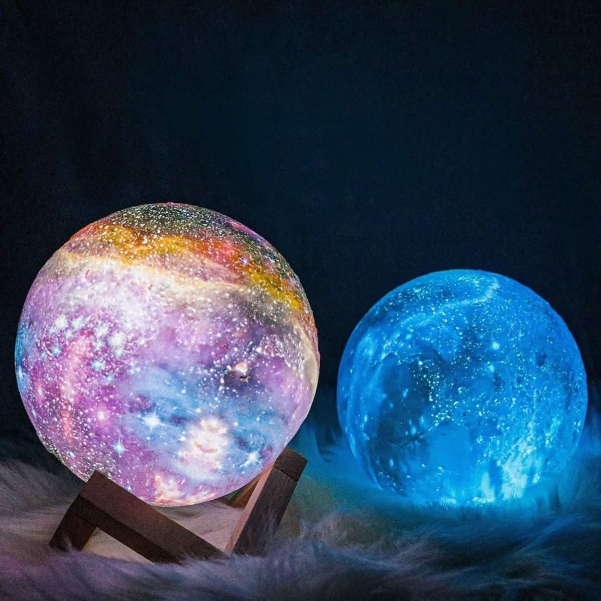 Lunar Glow 3D Moon Light with 16 Color Options and Wooden Base