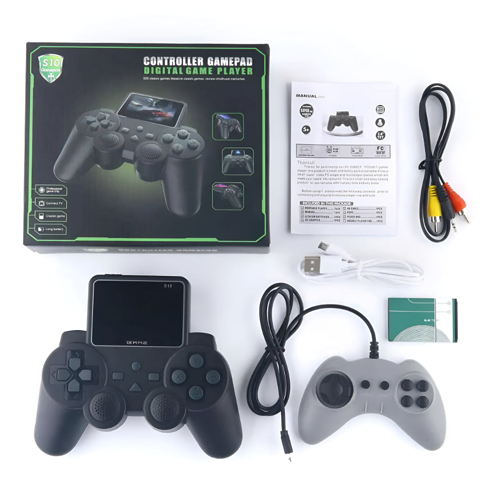 Classic Portable Gaming Console with Wireless Controller Bundle