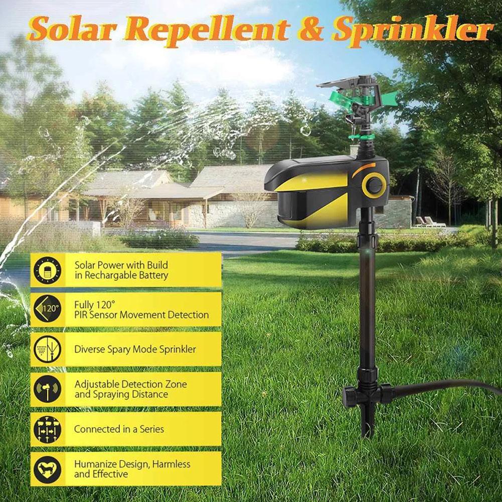 Solar-Powered Motion Sensor Sprinkler – Customizable Animal Deterrent