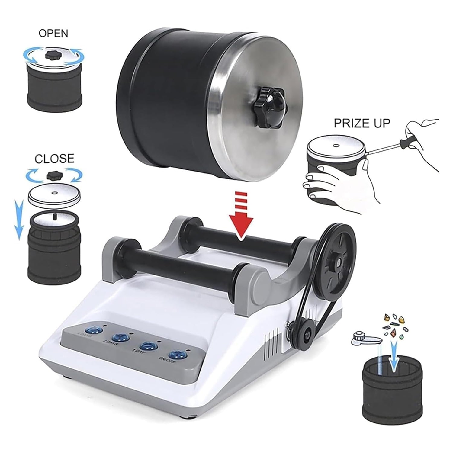 Rock Tumbler Set with Quiet Functionality & Leak-Resistant Design for Beginners
