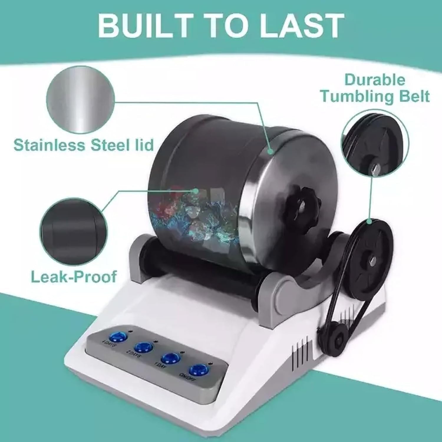 Rock Tumbler Set with Quiet Functionality & Leak-Resistant Design for Beginners